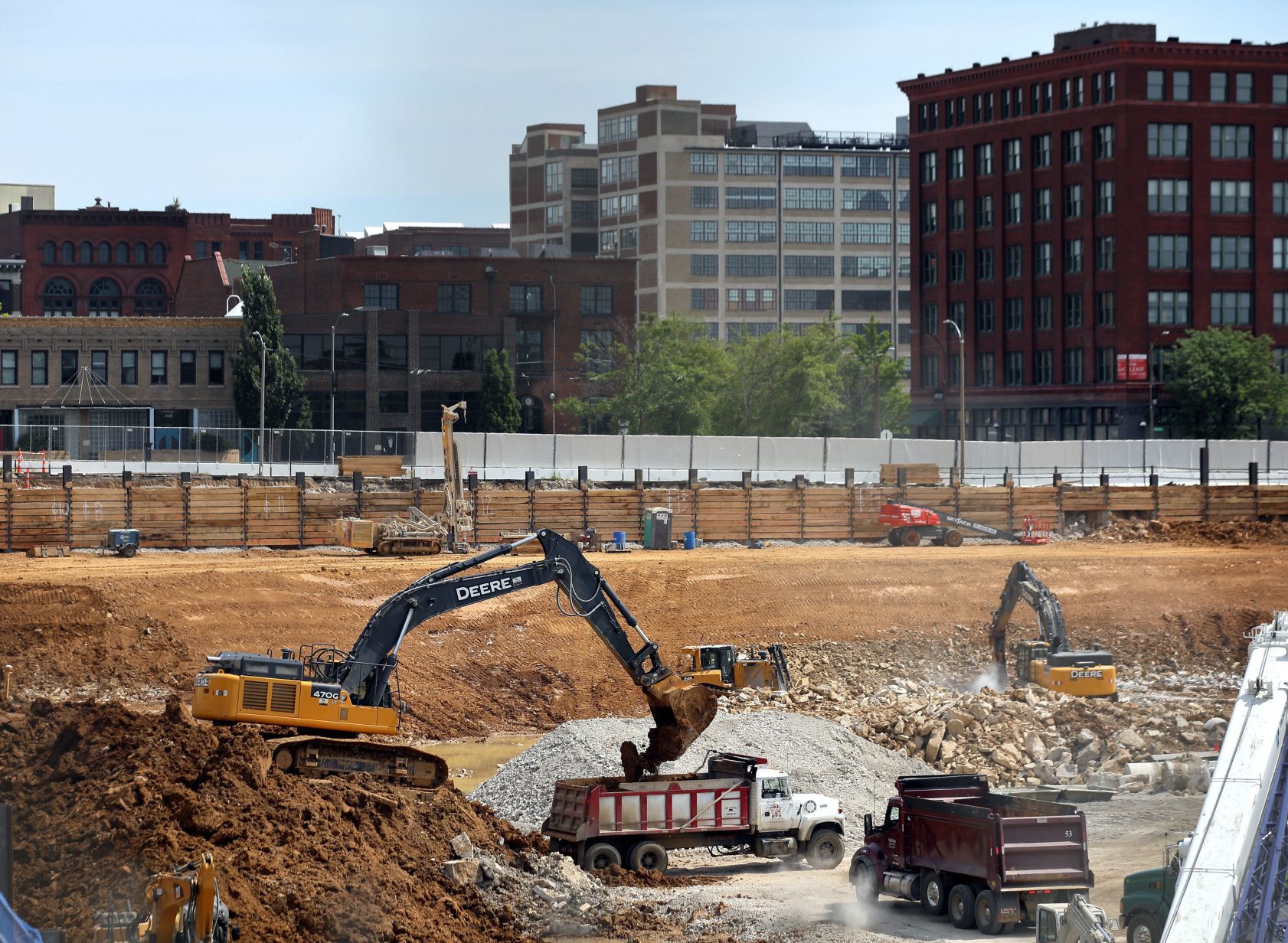 Early stages of Major League Soccer stadium construction in St. Louis